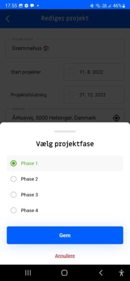 opret ny byggeprojekt og styr den via imposio appen
